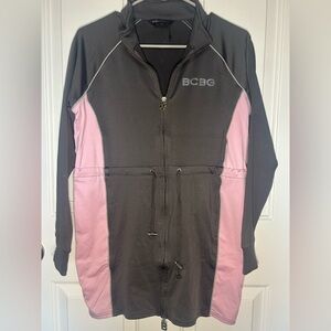 BCBG Charcoal and Blush Zip-Up Hoodie